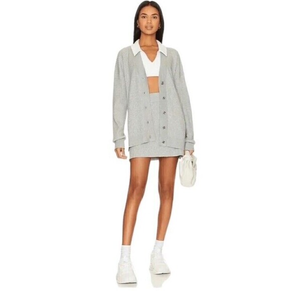 WeWoreWhat Cable Knit Mini Skirt in Light Heather Grey NWT - Picture 3 of 3